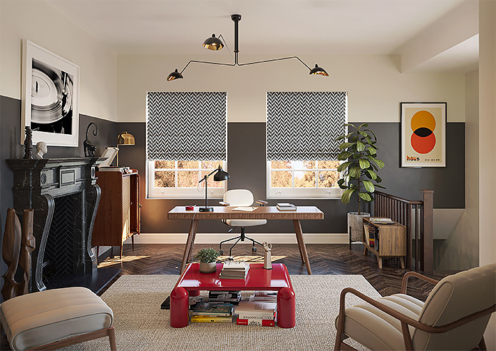 Chevron Stripe, Charcoal - Motorised Roman Blind - Image 8
